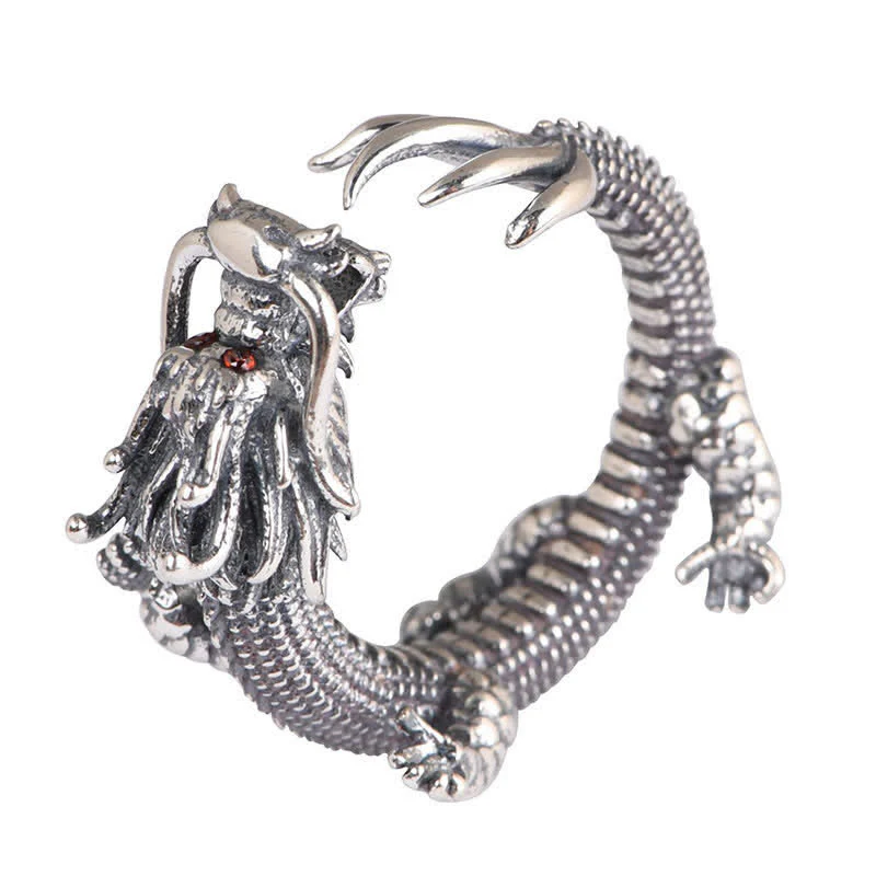 Pierścień ochronny Buddha Stones ze srebra próby 925 Dragon Luck - Image 13