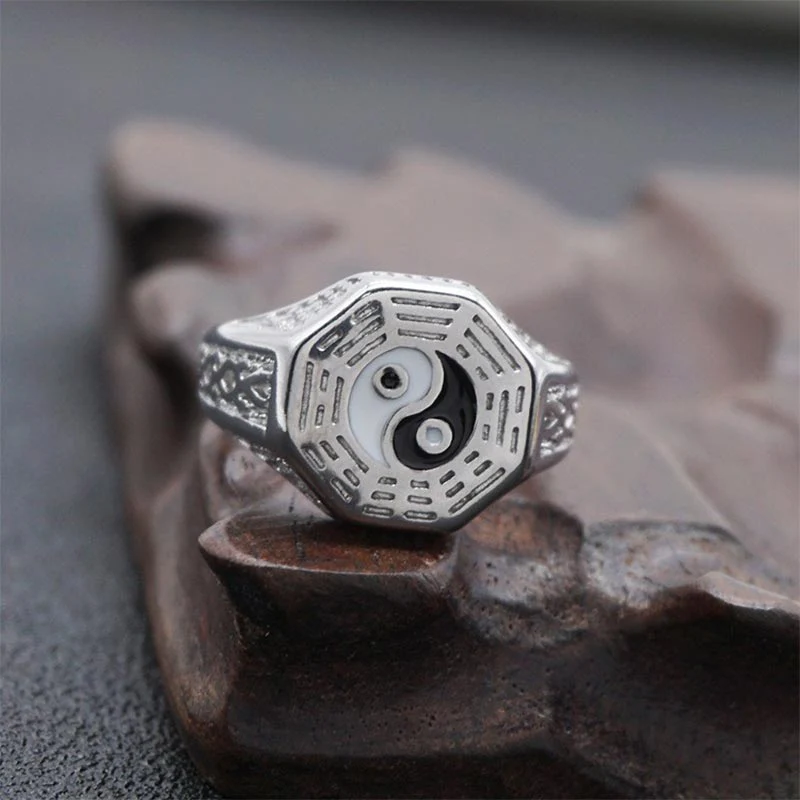 Pierścień szczęścia z miedzianym symbolem Yin Yang - Image 6