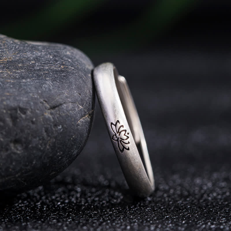 Pierścionek oświecenia z motywem kwiatu lotosu ze srebra próby 925 z Buddha Stones - Image 4
