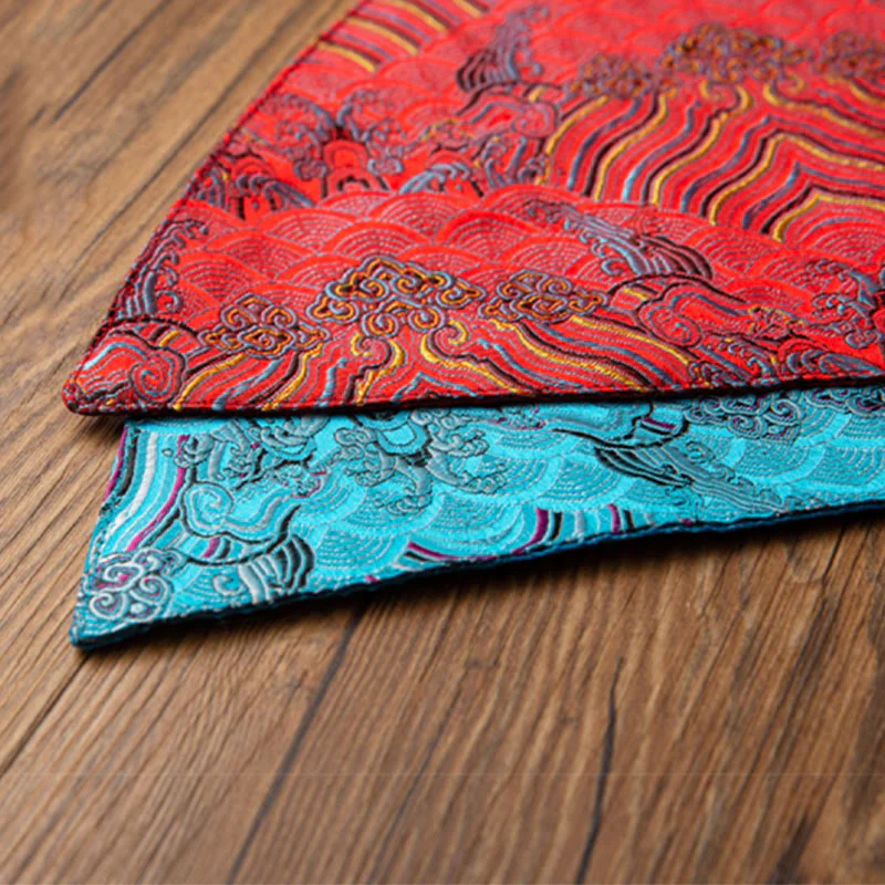 Podkładka pod Buddha Stones Vintage Sea Wave Bamboo Plum Blossom, podkładka pod kubek z haftem Kung Fu Tea Mat - Image 15