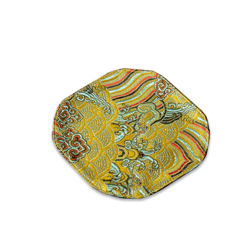 Podkładka pod Buddha Stones Vintage Sea Wave Bamboo Plum Blossom, podkładka pod kubek z haftem Kung Fu Tea Mat - Image 4