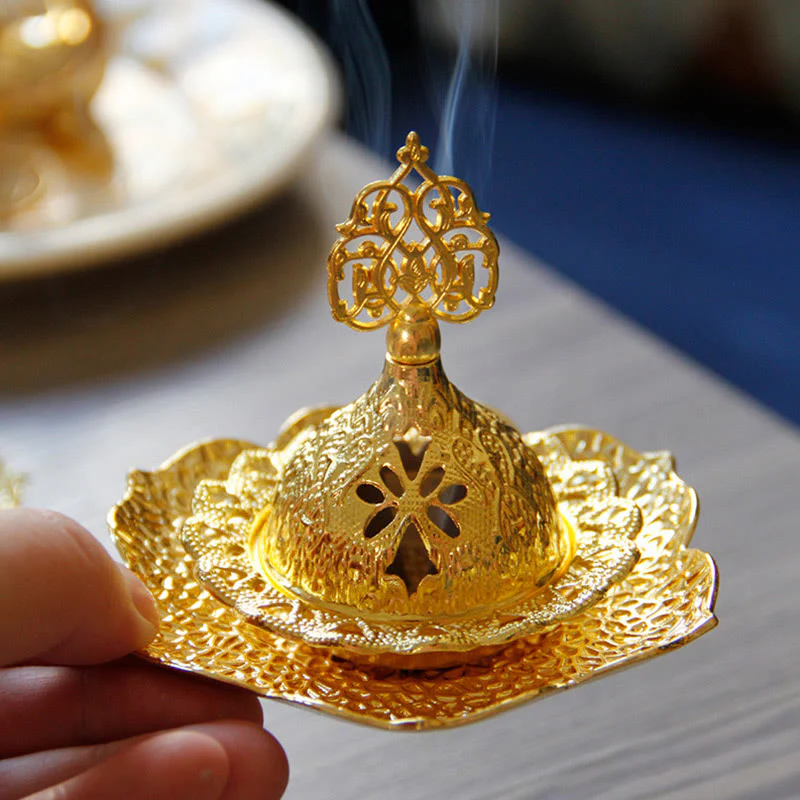 Podkładka pod kadzidło ze złotego liścia, duchowa, miniaturowa, stopowa, metalowa - Image 2