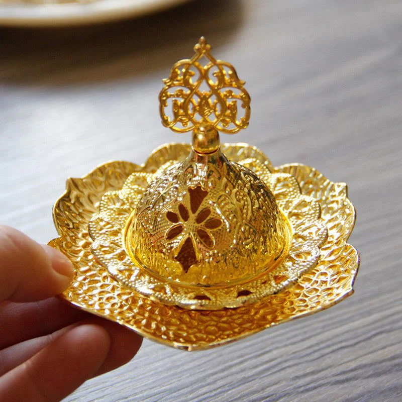 Podkładka pod kadzidło ze złotego liścia, duchowa, miniaturowa, stopowa, metalowa - Image 8