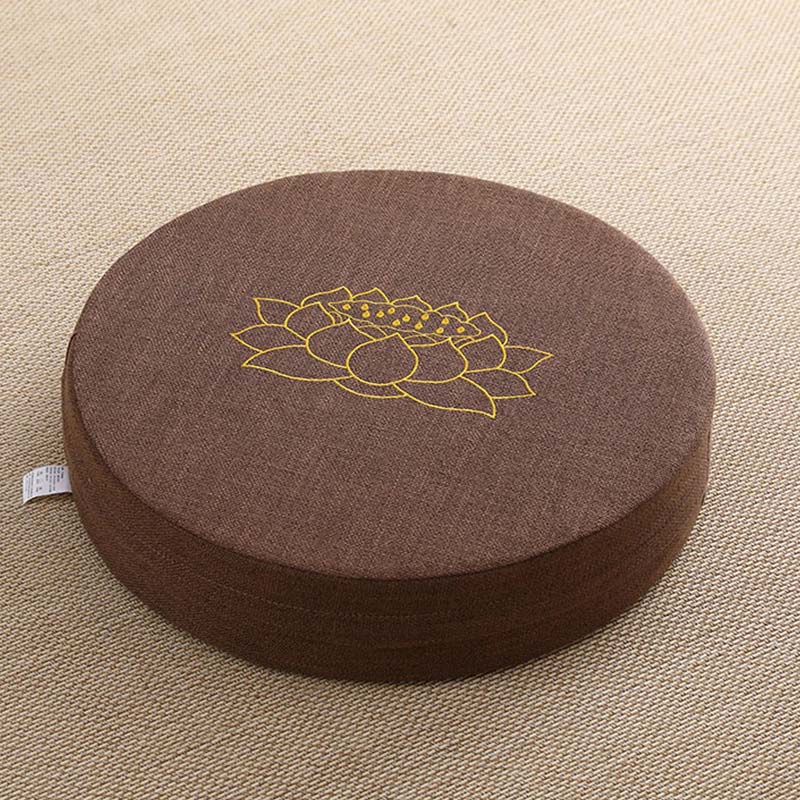 Poduszka do siedzenia do medytacji z haftem z Buddha Stones z lotosu z bawełny i lnu - Image 11