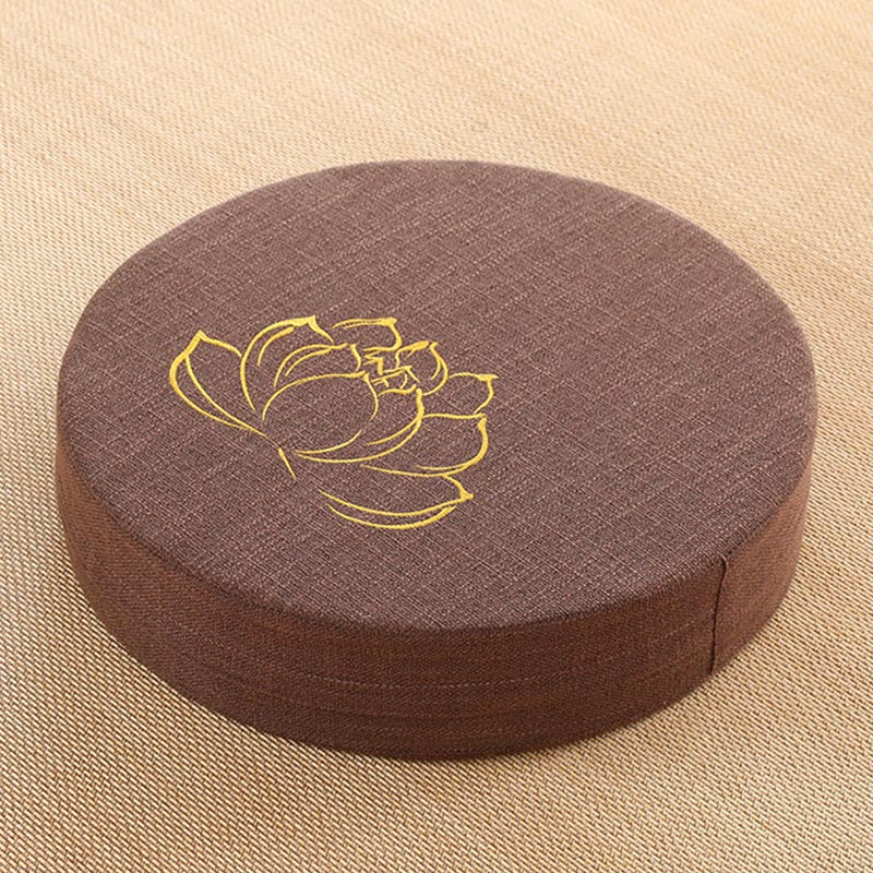 Poduszka do siedzenia do medytacji z haftem z Buddha Stones z lotosu z bawełny i lnu - Image 12