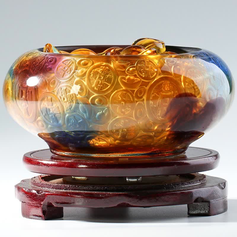 Ręcznie robione miski kryształowe Liuli Treasure Bowl Ingots Art Dekoracja domu - Image 10