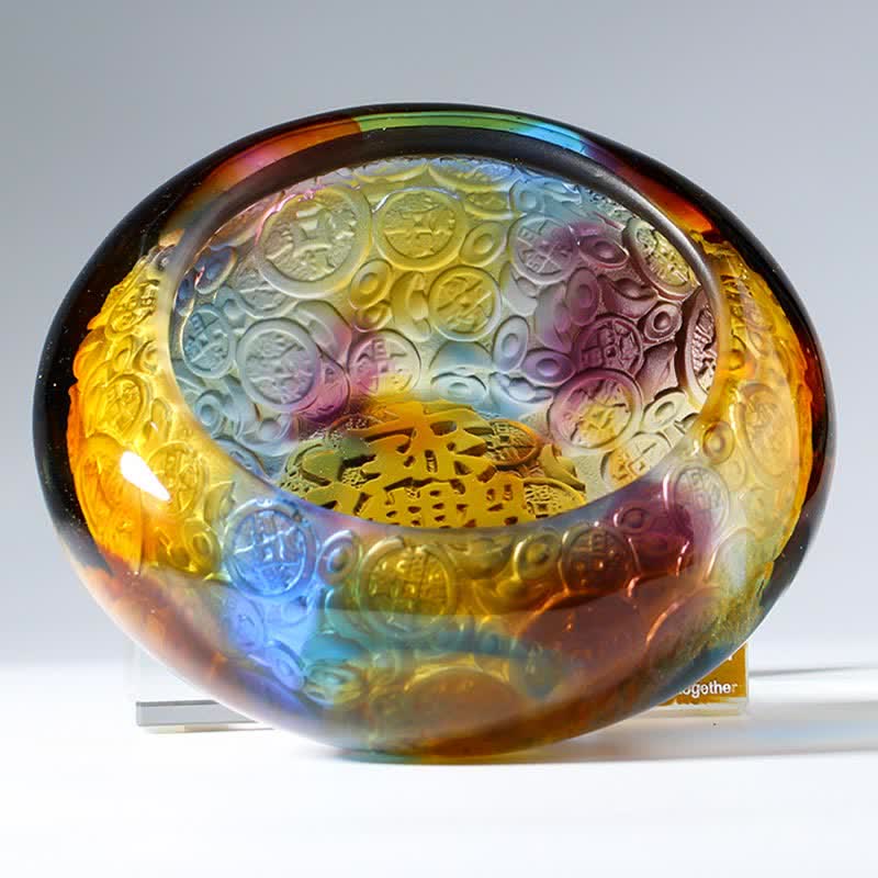 Ręcznie robione miski kryształowe Liuli Treasure Bowl Ingots Art Dekoracja domu - Image 11