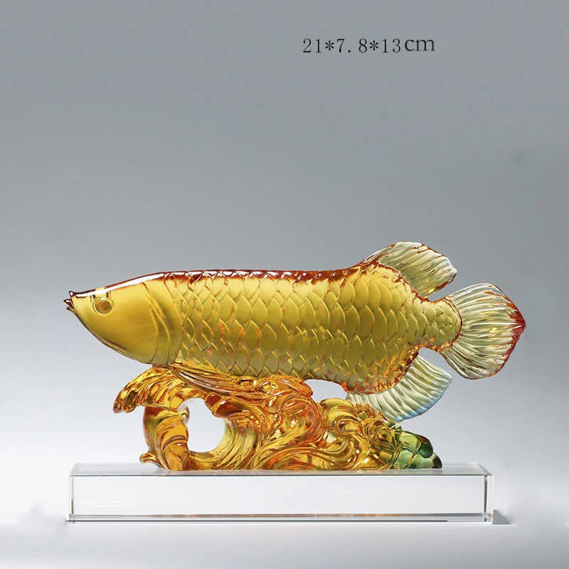 Ręcznie robiony kryształowy element sztuki Liuli Koi Fish Luck Home Office Decoration - Image 3