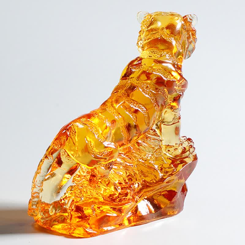 Ręcznie robiony Liuli Crystal Tiger Art Piece Ochrona Dekoracja Domu - Image 13