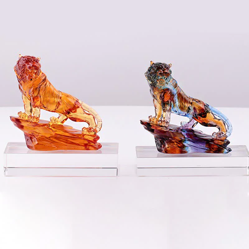 Ręcznie robiony Liuli Crystal Tiger Art Piece Ochrona Dekoracja Domu - Image 22