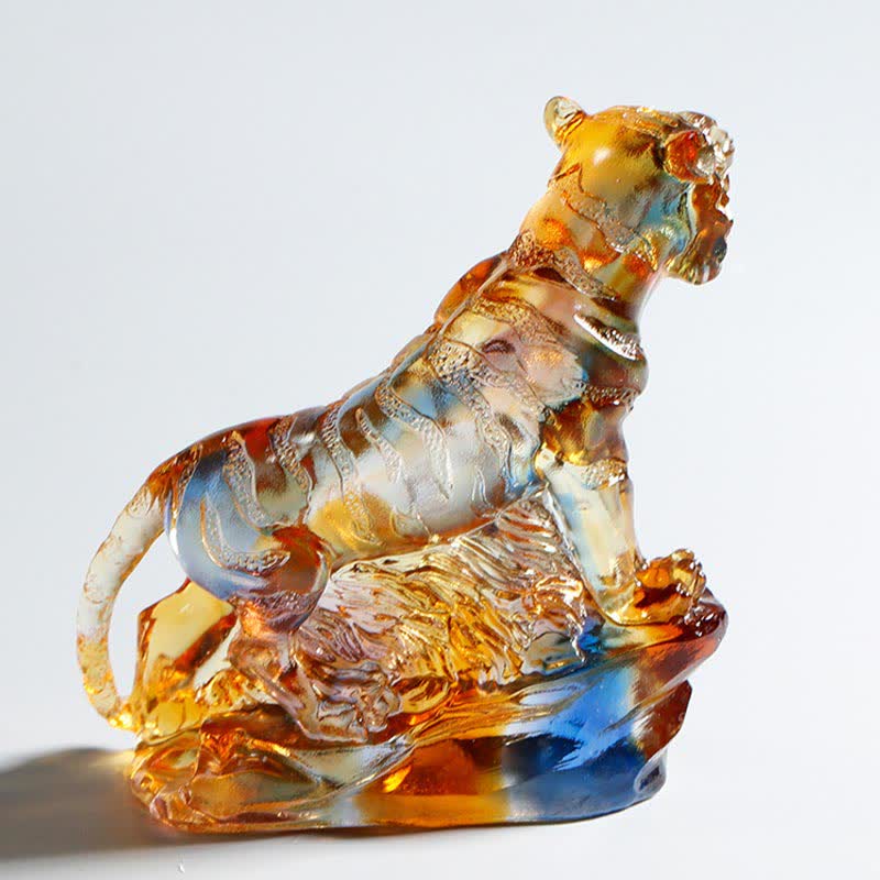 Ręcznie robiony Liuli Crystal Tiger Art Piece Ochrona Dekoracja Domu - Image 5