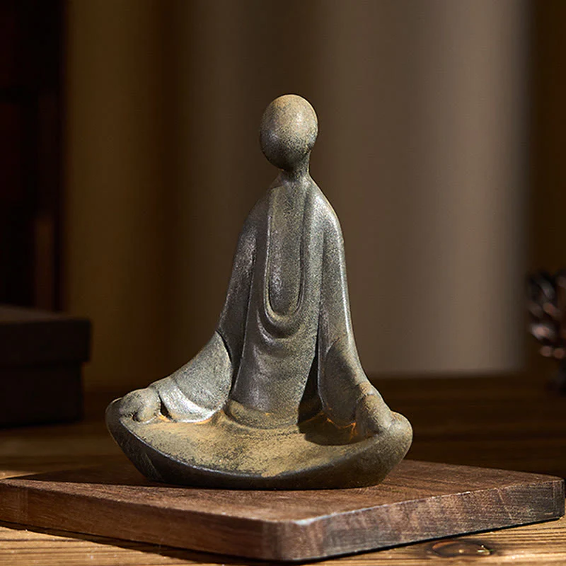 Ręcznie wykonany Buddha Stones siedzącego bezkształtnego Buddy z proszku żelaza i rdzy, odlew z żywicy - Image 3