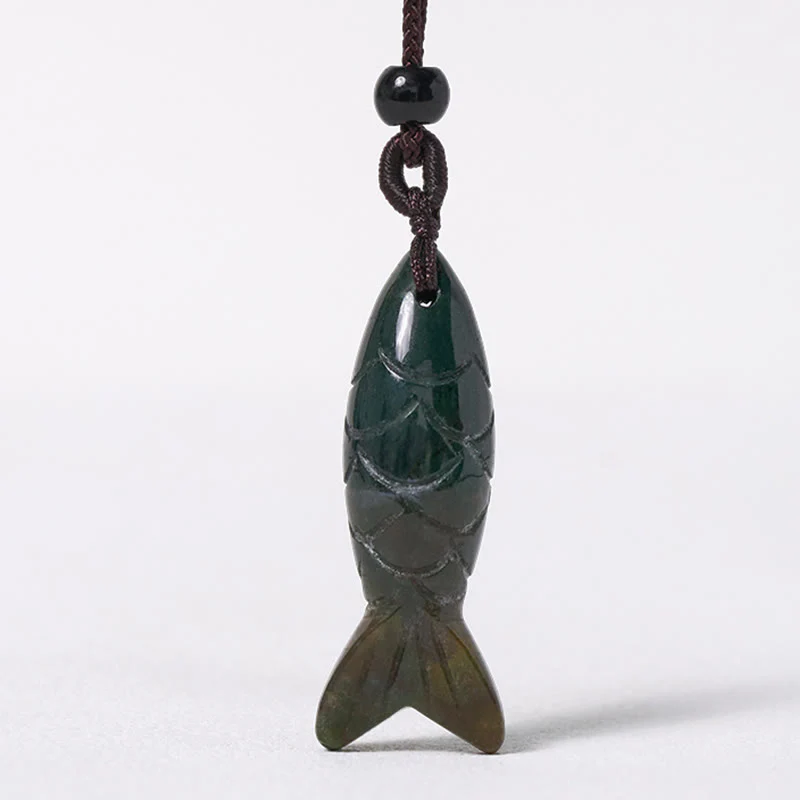 Rzeźba z Buddha Stones z rybą Koi w kolorze różowym, indyjskim agatem i ametystem, naszyjnik z wisiorkiem, symbolizujący ciepło i dobrobyt - Image 9