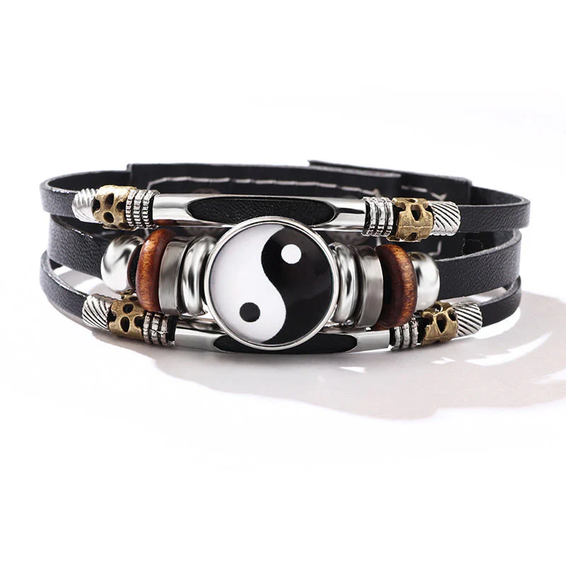 Skórzana bransoletka równowagi z Buddha Stones Yin Yang - Image 8