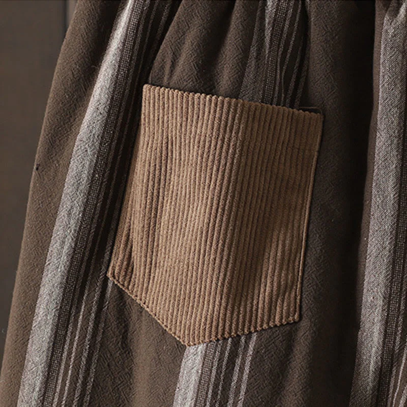 Spodnie harem damskie Buddha Stones Commute Thermal Striped Cotton z kieszeniami - Image 6