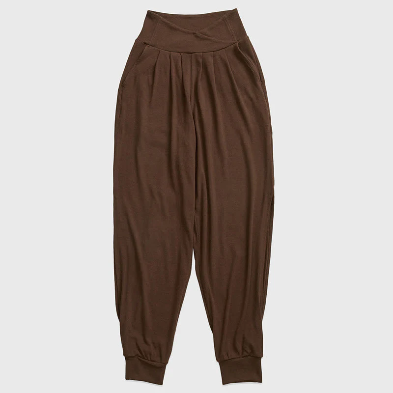 Spodnie damskie z elastycznej tkaniny Buddha Stones Casual Plain Threaded Slit Hem z kieszeniami - Image 12