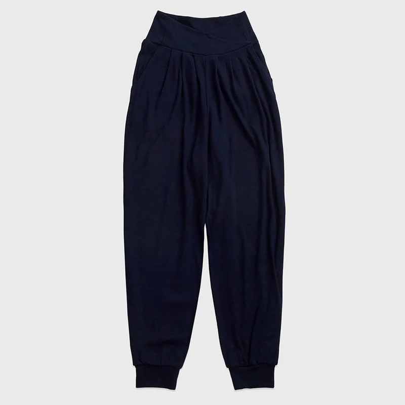 Spodnie damskie z elastycznej tkaniny Buddha Stones Casual Plain Threaded Slit Hem z kieszeniami - Image 14
