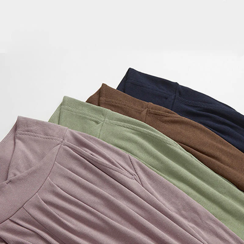 Spodnie damskie z elastycznej tkaniny Buddha Stones Casual Plain Threaded Slit Hem z kieszeniami - Image 15