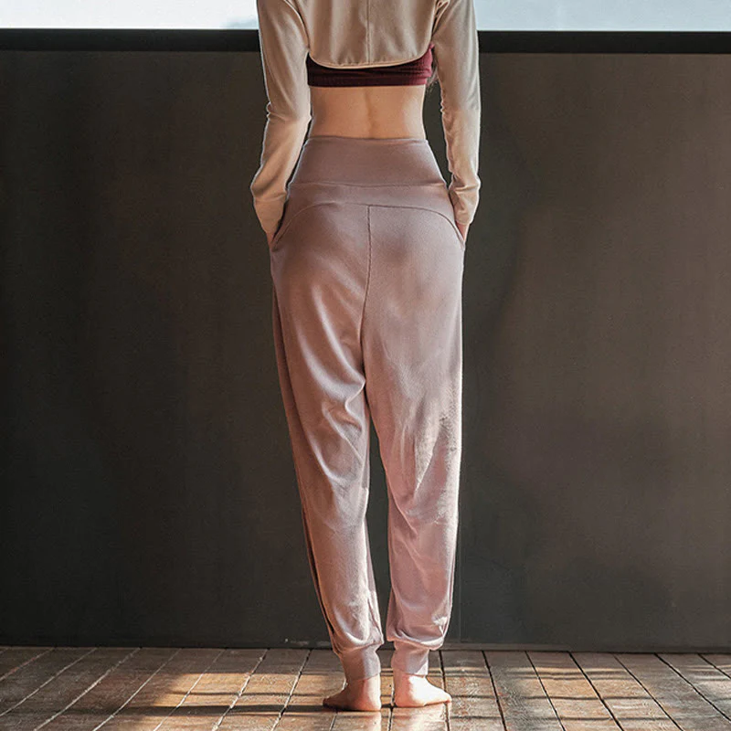 Spodnie damskie z elastycznej tkaniny Buddha Stones Casual Plain Threaded Slit Hem z kieszeniami - Image 6
