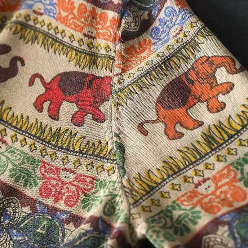 Sweter damski z długim rękawem i kieszeniami, dzianinowy, z dzianiny bawełnianej z motywem słonia i Buddha Stones - Image 11