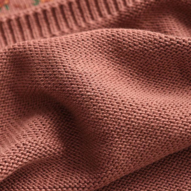 Sweter damski z dzianiny z długim rękawem i golfem, z nadrukiem jesiennych Buddha Stones w kwiaty - Image 6