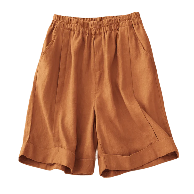 Szorty damskie z bawełny Buddha Stones Casual Solid Color z kieszeniami - Image 6