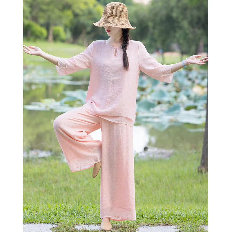 Tai Chi Medytacja Modlitwa Zen Duchowa Praktyka Poranek Odzież Zestaw Damski - Image 23