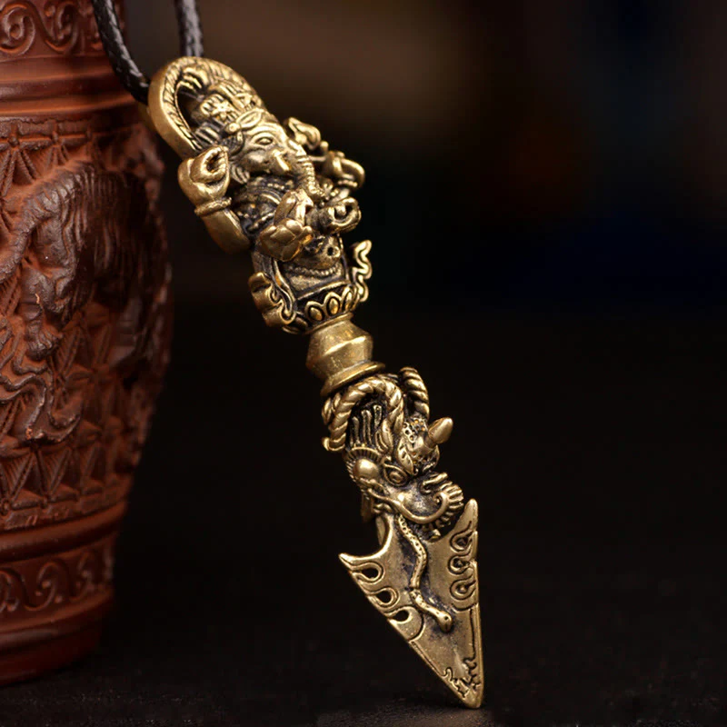 Tybetański Ganesh Ganpati Słoń Bóg Bogactwa Dorje Vajra Duchowa Moc Naszyjnik Wisiorek - Image 17