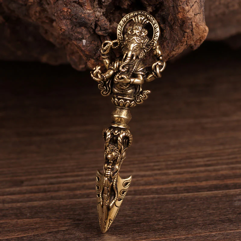 Tybetański Ganesh Ganpati Słoń Bóg Bogactwa Dorje Vajra Duchowa Moc Naszyjnik Wisiorek - Image 9