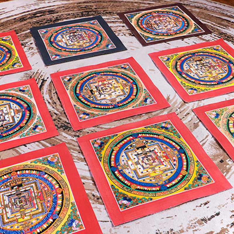Tybetański ręcznie malowany obraz Thangka Mandala w pudełku z losowym wzorem kolorystycznym - Image 11