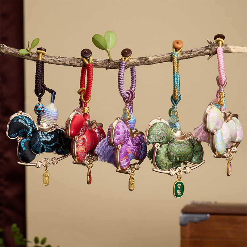 Wielokolorowe Buddha Stones Rok konia Tykwa w kształcie sztabki, brelok do kluczy z motywem wolności i dobrobytu - Image 10