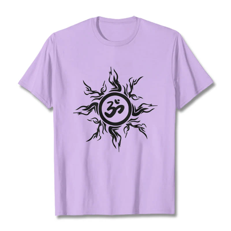 Wzór słonecznych Buddha Stones otaczający symbol Om Wzór bawełniany T-shirt - Image 17