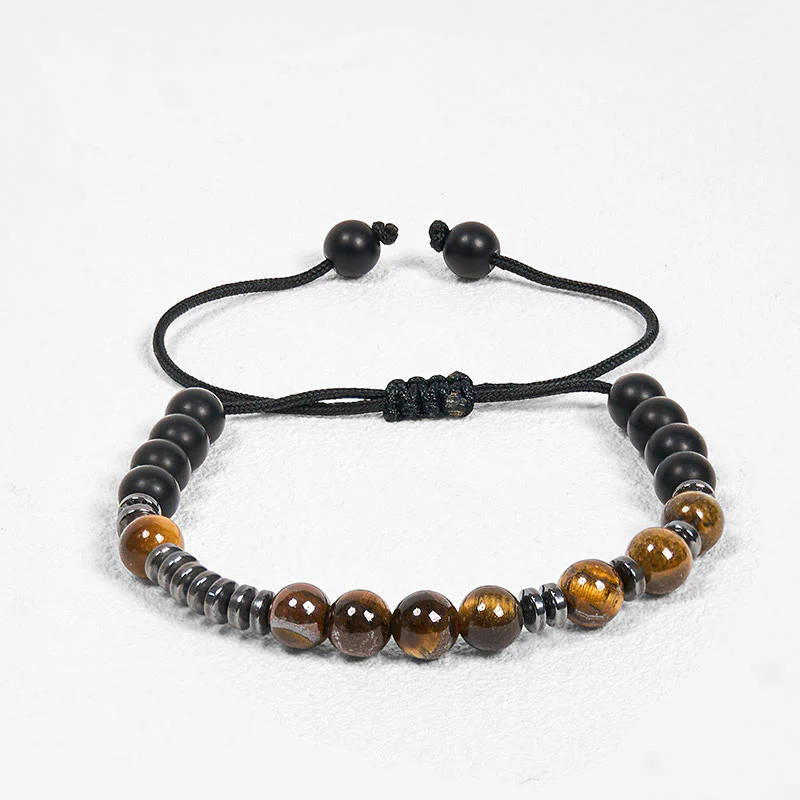 Zestaw 3 bransoletek ochronnych z Buddha Stones i kamieniami lawowymi Tiger Eye - Image 13