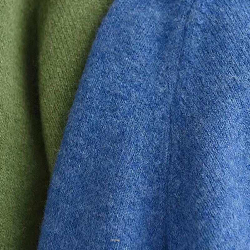 Zimowy sweter damski z dzianiny bawełnianej z okrągłym dekoltem i długim rękawem "Buddha Stones" - Image 10