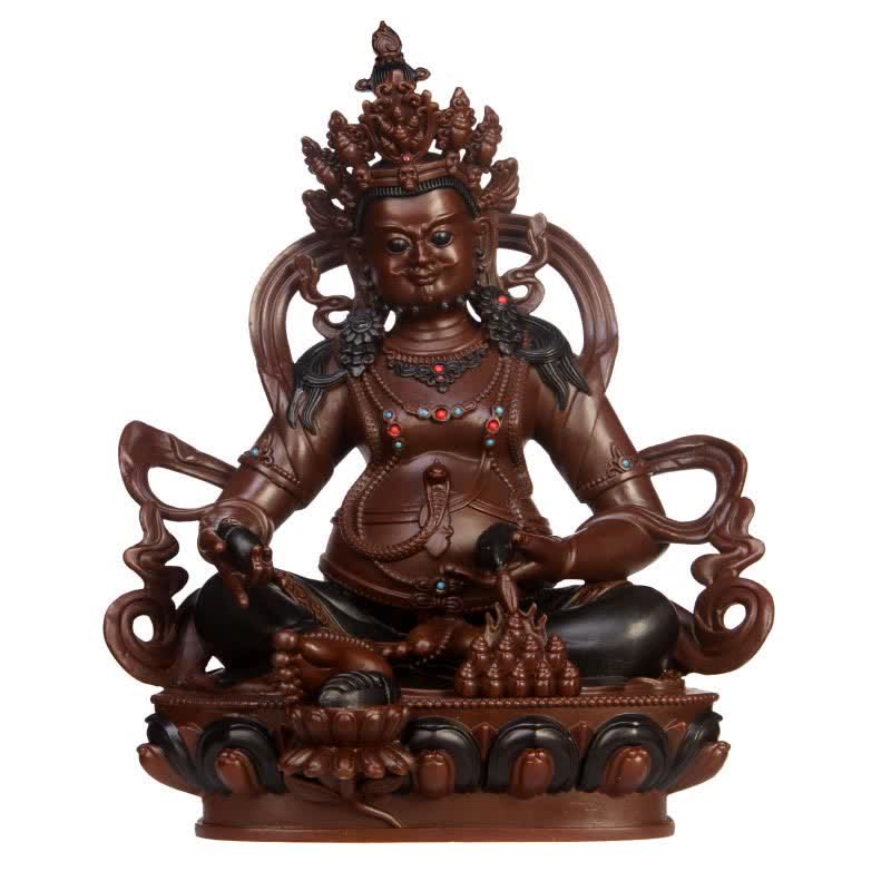 Żółta figurka Bodhisattwy Jambhala Współczucie Miedziana statua Dekoracja domowego biura - Image 18
