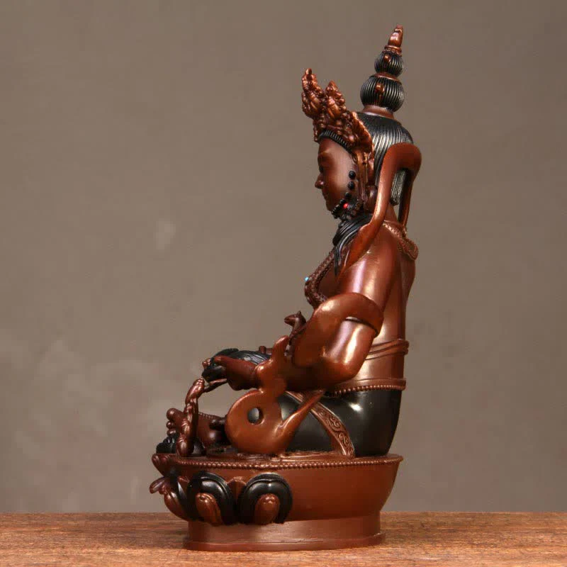 Żółta figurka Bodhisattwy Jambhala Współczucie Miedziana statua Dekoracja domowego biura - Image 6